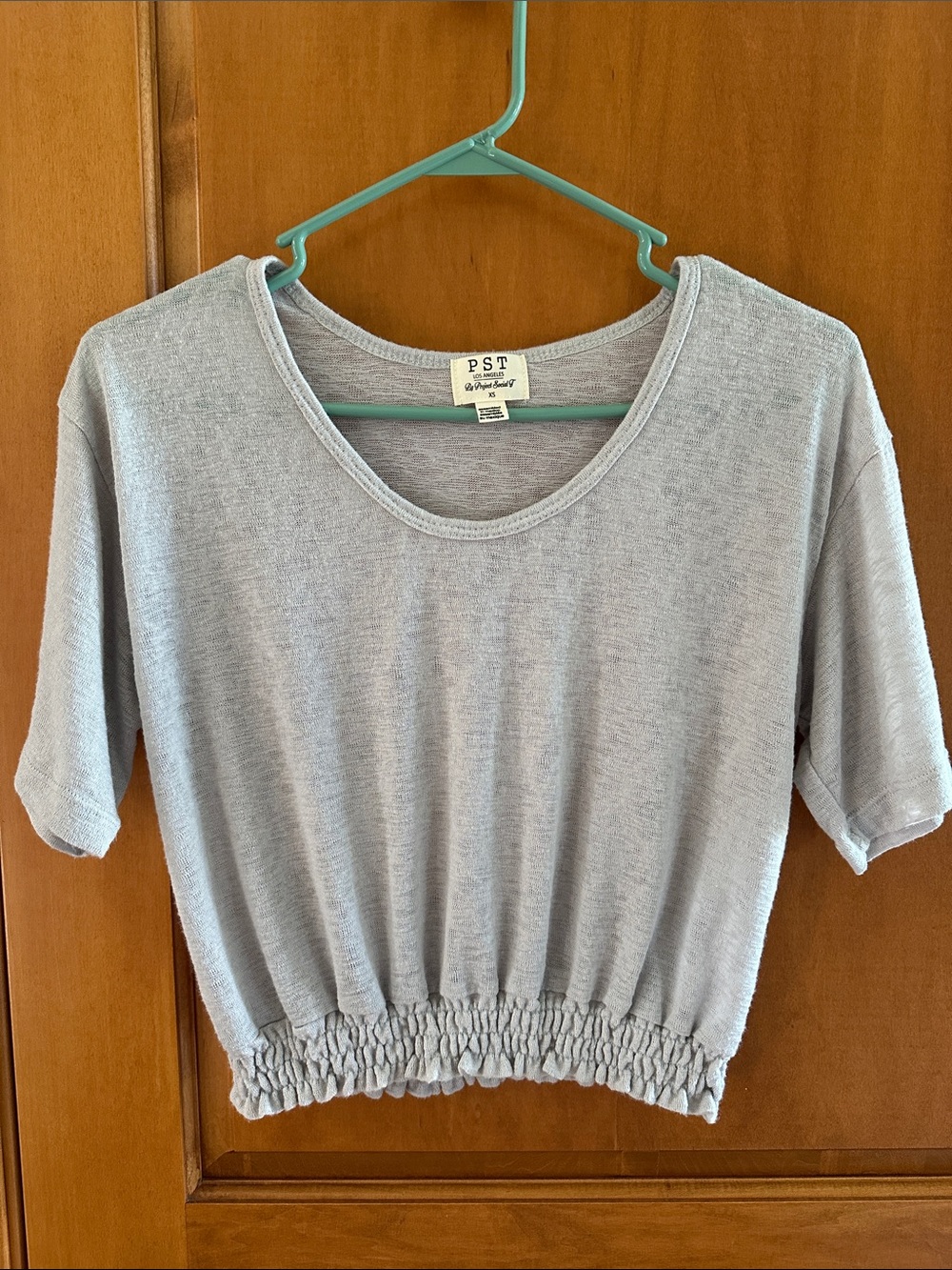 PST Project Social T Grey Smocked Hem Crop Top Tee XS